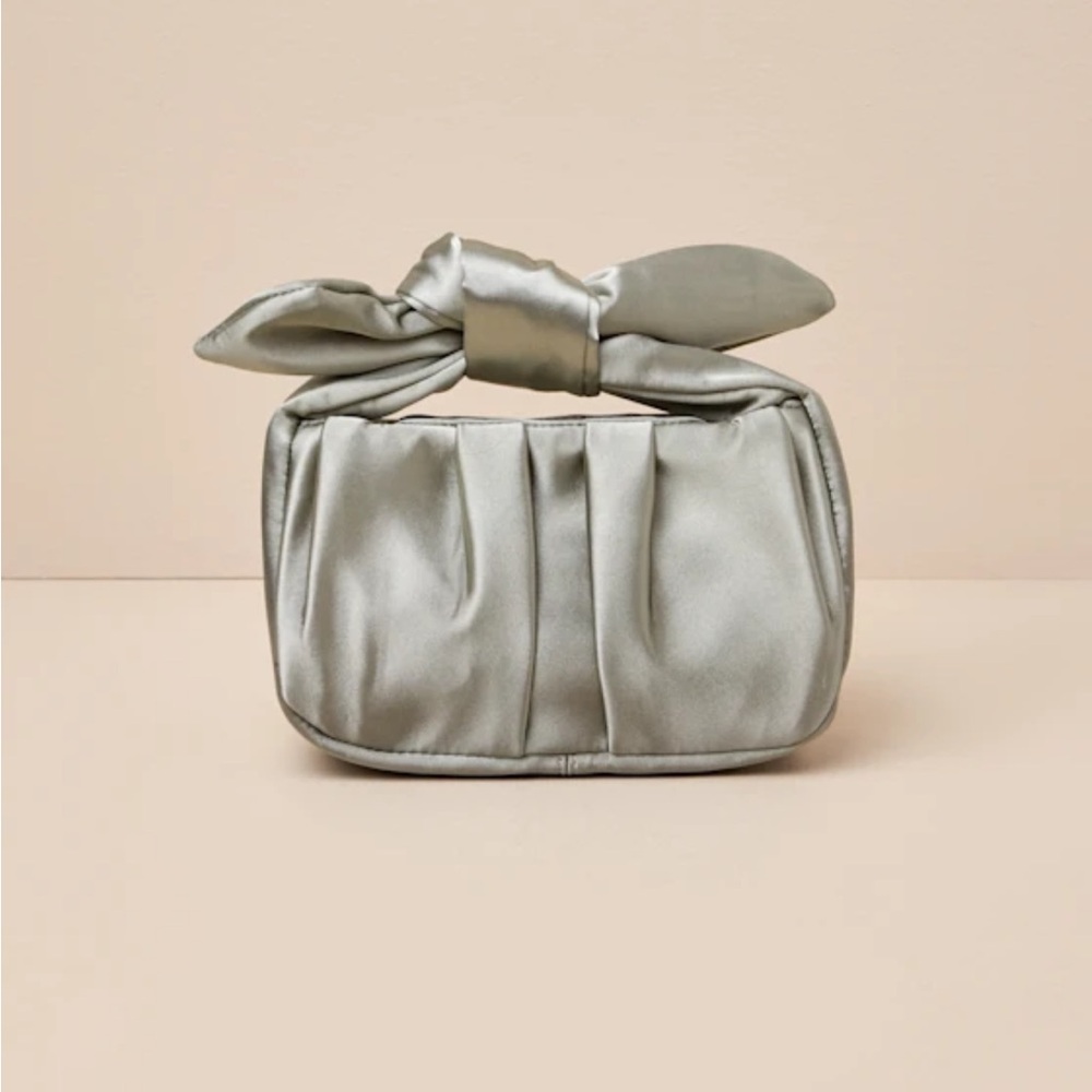 Sage green satin clutch evening bag